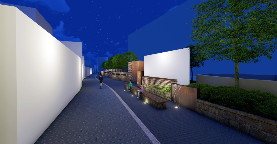 밤에서 바라본 골목 전경 모습